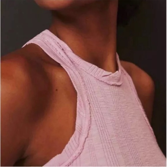 Anthropologie Pilcro Sustainable Ribbed Tank Top In Pink Size Medium Stretch - Picture 2 of 13